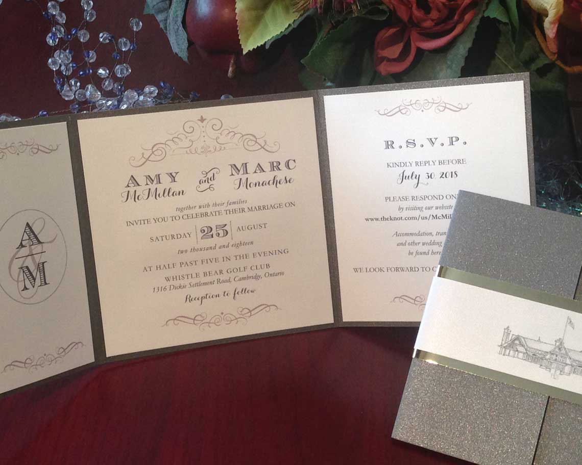 Aktiv Art and Design 6 piece wedding invitations reply cards